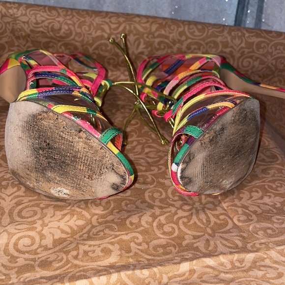 Yellow,green,pink, blue end purple with gold laces - Picture 4 of 6